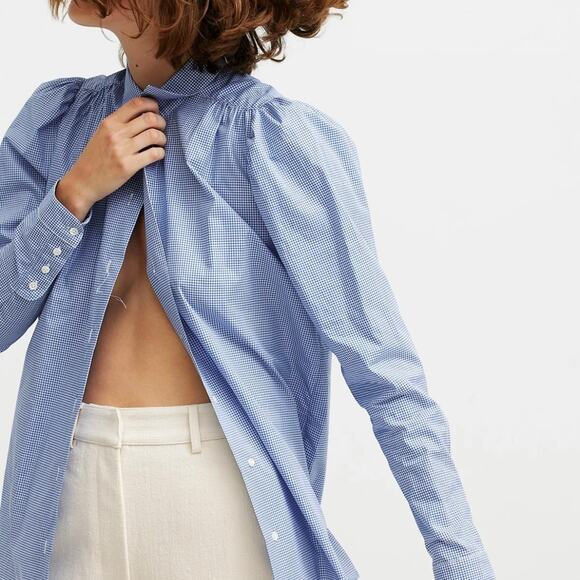 Britt Sisseck Tops - BRITT SISSECK Anna Bright Blue Check (Gingham) Button Down Shirt